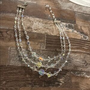 Vintage double strand crystal Aurora borealis necklace